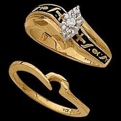 14K Yellow Gold Religious Bridal Diamond Ringyellow 