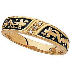 14K Yellow Gold Religious Bridal Diamond Ringyellow 
