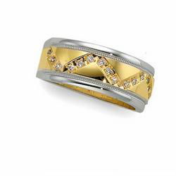 14K Two Tone Gold Diamond Duo Ringgold 
