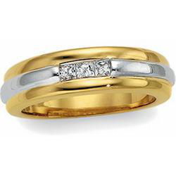 14K Yellow Gold Three 3 Stone Diamond Wedding Band Ringyellow 