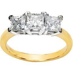 14K Two Tone Gold Created Moissanite Three Stone Anniversary Band Ringtwo 