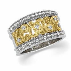14K Two Tone Gold Diamond Bridal Anniversary Band Ringtwo 