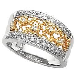 14K Two Tone Gold Diamond Bridal Anniversary Band Ringtwo 