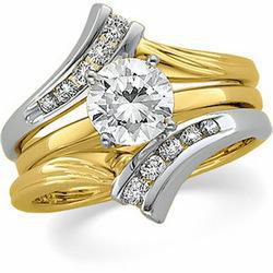14K Two Tone Gold Bridal Ring Guardtwo 