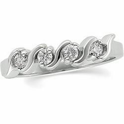 14K White Gold Diamond Band Ringwhite 