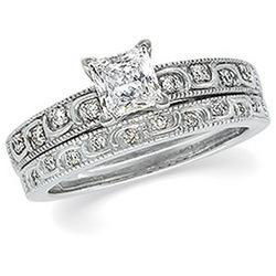 14K White Gold Diamond Bridal Engagement Band Ringwhite 