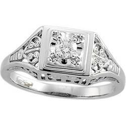 14K White Gold Diamond Filigree Ringwhite 