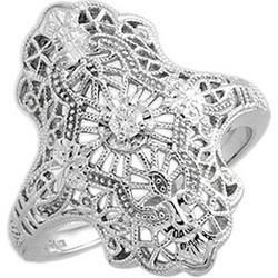 14K White Gold Diamond Filigree Ringwhite 