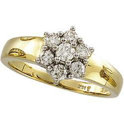 14K Yellow Gold Diamond Flower Ringyellow 