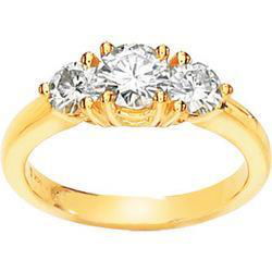 14K Yellow Gold Created Moissanite Three Stone Anniversary Band Ringyellow 