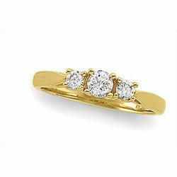 14K Yellow Gold Three 3 Stone Diamond Engagement Ringyellow 