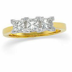 14K Yellow Gold Three 3 Stone Princess Anniversary Band Ringyellow 