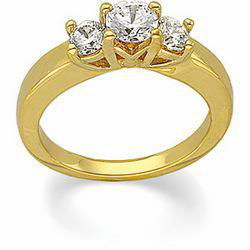 14K Yellow Gold Three 3 Stone Bridal Anniversary Band Ringyellow 