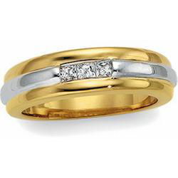 14K Yellow Gold Three 3 StoneDiamond Wedding Band Ringyellow 