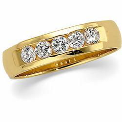 14K Yellow Gold Diamond Wedding Band Ringyellow 