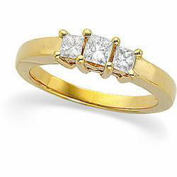 14K Yellow Gold Three 3 Stone Diamond Anniversary Band Ringyellow 