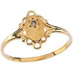 14K Yellow Gold Children's Signet Diamond Ringyellow 