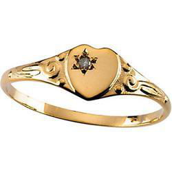 14K Yellow Gold Children's Heart Diamond Ringyellow 