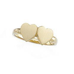 14K Yellow Gold Double Heart Signet Ringyellow 