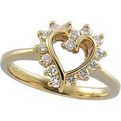 14K Yellow Gold Diamond Heart Ringyellow 