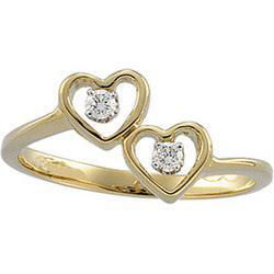 14K Yellow Gold Diamond Heart Ringyellow 