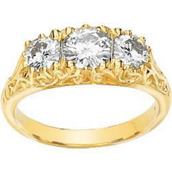 14K Yellow Gold Created Moissanite 3 Stone Anniversary Band Ringyellow 
