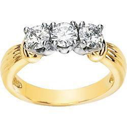 14K Yellow Gold Created Moissanite 3 Stone Anniversary Band Ringyellow 