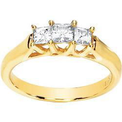 14K Yellow Gold Created Moissanite 3 Stone Anniversary Band Ringyellow 