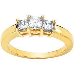 14K White Gold Created Moissanite 3 Stone Anniversary Band Ringwhite 