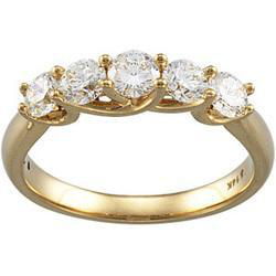 14K Yellow Gold Diamond 5 Stone Bridal Anniversary Band Ringyellow 