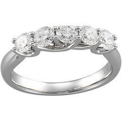 14K White Gold Diamond 5 Stone Bridal Anniversary Band Ringwhite 