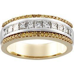 14K Two Tone Gold White & Yellow Diamond Bridal Anniversary Band Ringtwo 
