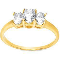 14K White Gold Created Moissanite 3 Stone Anniversary Band Ringwhite 