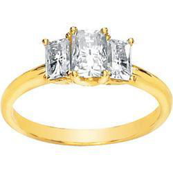 14K White Gold Created Moissanite 3 Stone Anniversary Band Ringwhite 
