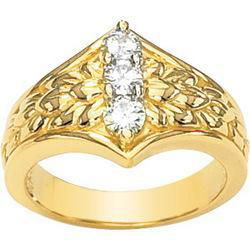 14K Yellow Gold Created Moissanite 3 Stone Ringyellow 