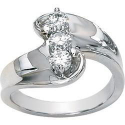 14K White Gold Created Moissanite 3 Stone Ringwhite 