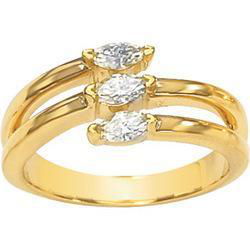 14K Yellow Gold Created Moissanite 3 Stone Ringyellow 