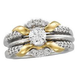 14K Two Tone Gold Diamond Bridal Ring Guardtwo 