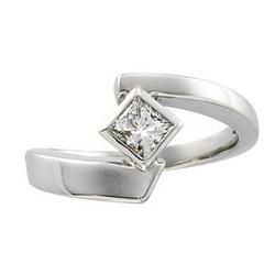 14K White Gold Princess Cut Solitaire Diamond Ringwhite 