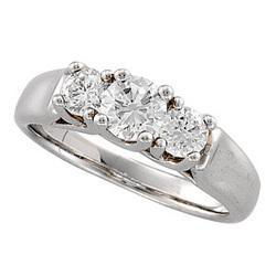 14K White Gold Three 3 Stone Diamond Bridal Anniversary Band Ringwhite 