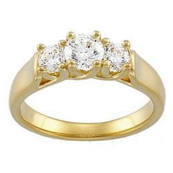 14K Yellow Gold Three 3 Stone Diamond Bridal Anniversary Band Ringyellow 