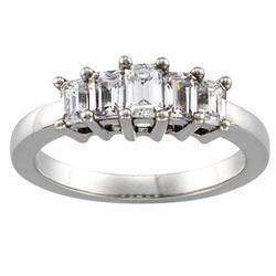 14K White Gold 5 Stone Diamond Bridal Anniversary Band Ringwhite 