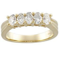 14K Yellow Gold 5 Stone Diamond Bridal Anniversary Band Ringyellow 