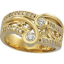 14K Yellow Gold Right Hand Diamond Ringyellow 
