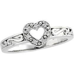 14K White Gold Diamond Heart Ringwhite 