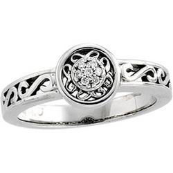 14K White Gold Diamond Filigree Ringwhite 