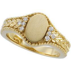 14K Yellow Gold Diamond Signet Ringyellow 