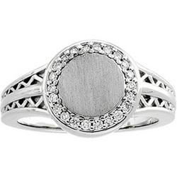 14K White Gold Diamond Signet Ringwhite 
