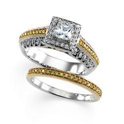 14K Yellow Gold Diamond Bridal Engagement Band Ringyellow 