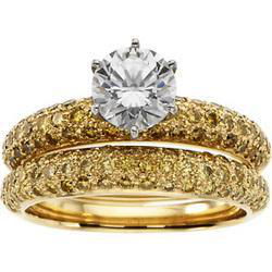 14K Yellow Gold Diamond Bridal Engagement Band Ringyellow 